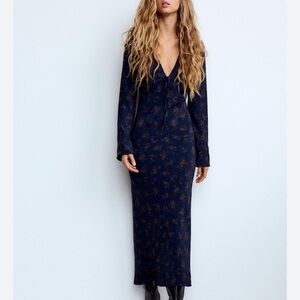 Zara Floral Print Midi Dress size Medium